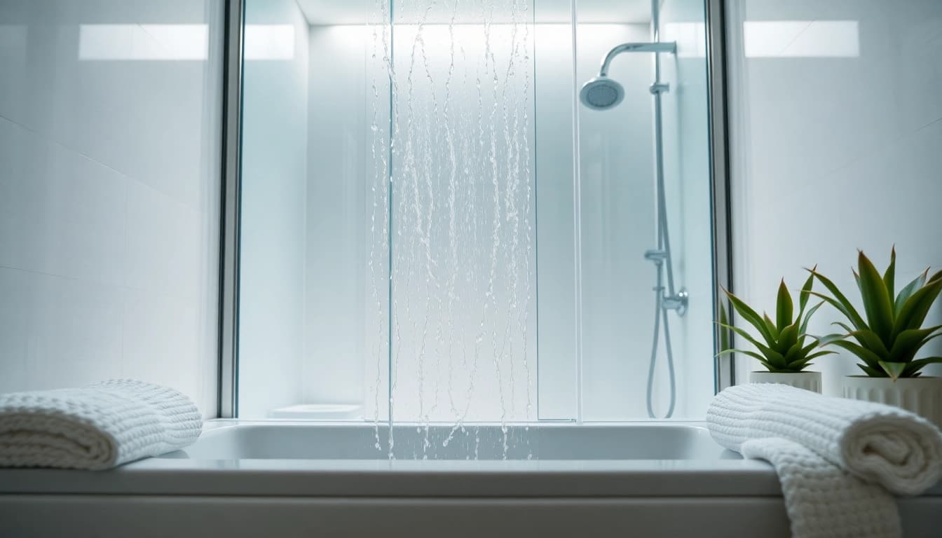 Dusche 100x100 in einem modernen Badezimmer mit eleganter Glaskabine und stilvollem Design.