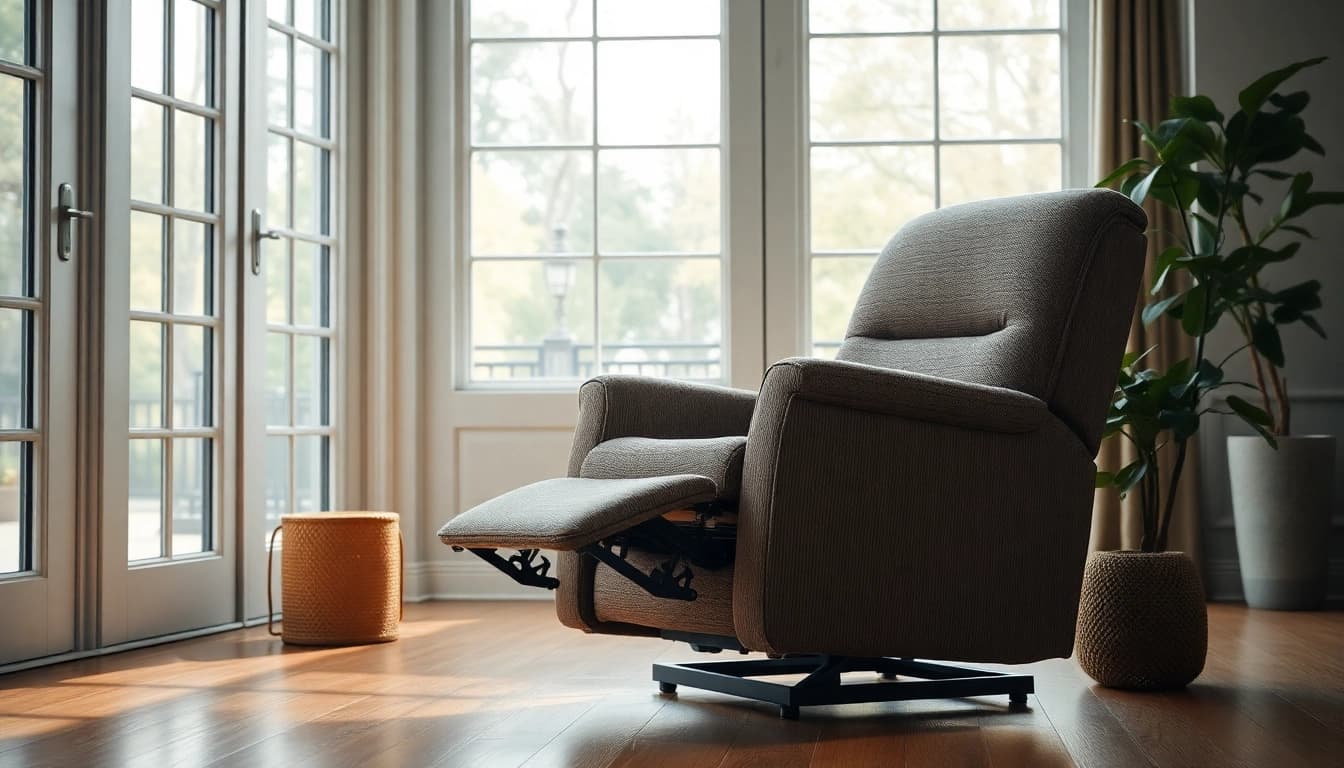 Comfortable recliner lift chair in a stylish living room setting.