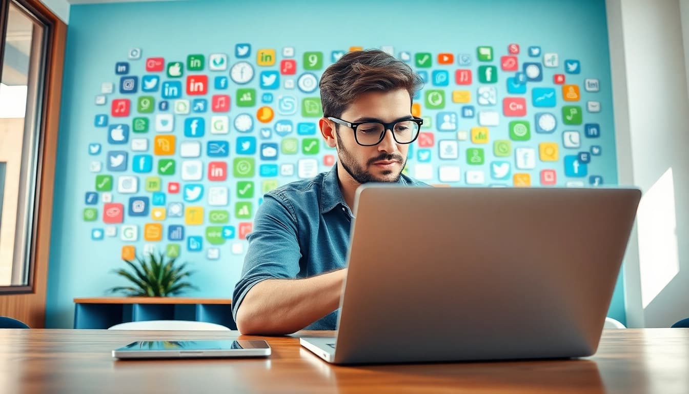 Engaging visual of social media ads analysis in a bright workspace with modern technology.