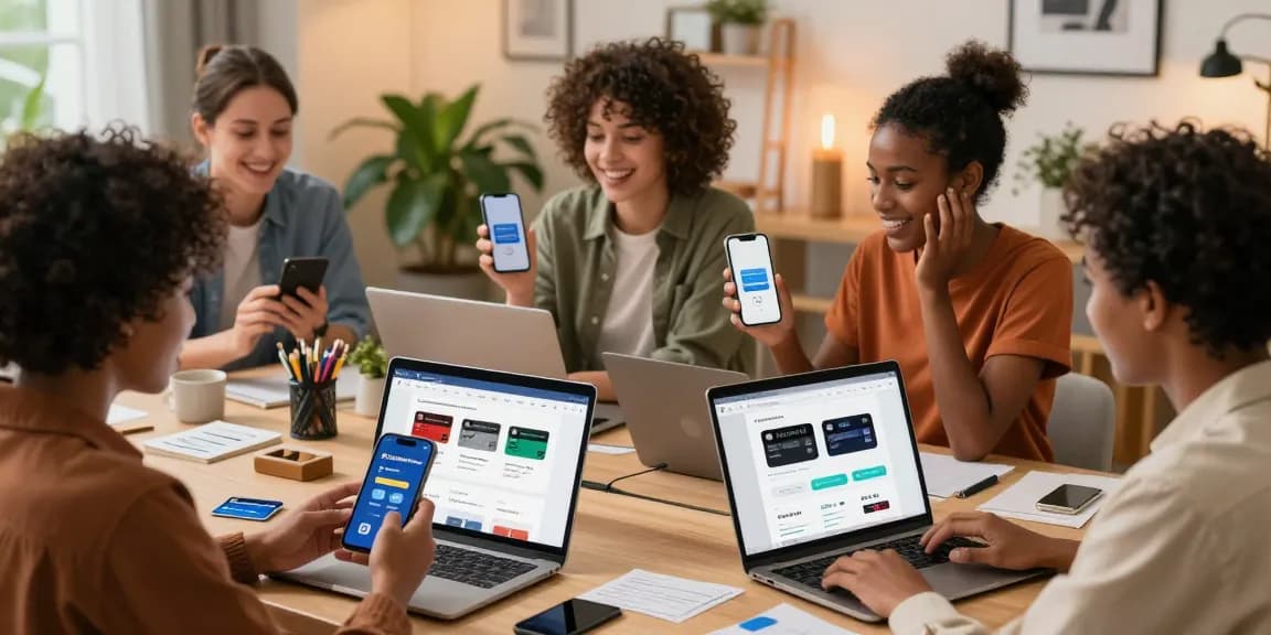 Users exploring Ezzocards on digital devices in an engaging online marketplace.