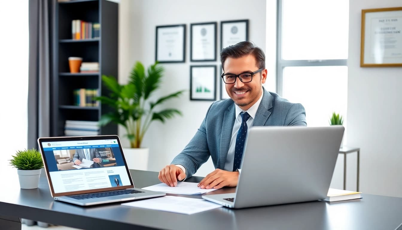 Trademark and intellectual property in the US represented by a Miami trademark attorney assisting a client in a professional office.
