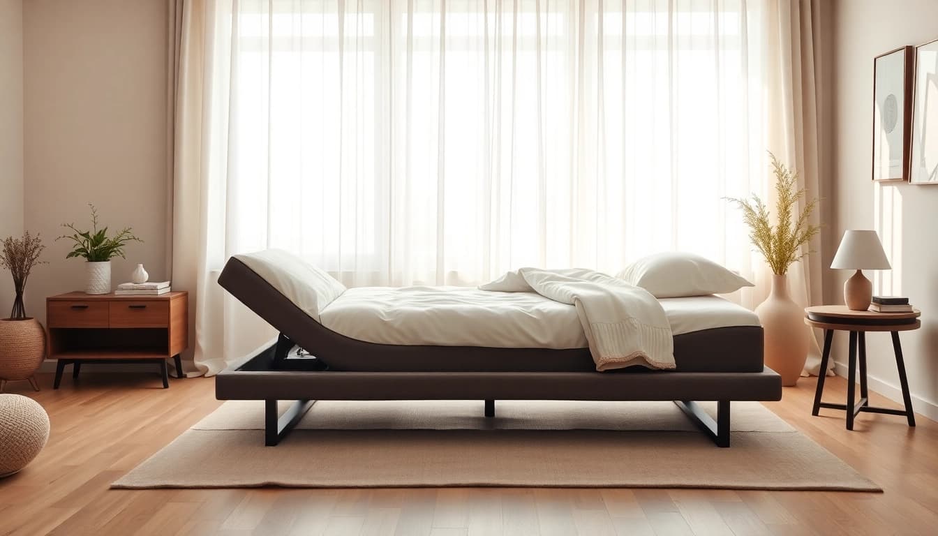 Experience adjustable beds designed for comfort and style in a cozy bedroom setting.