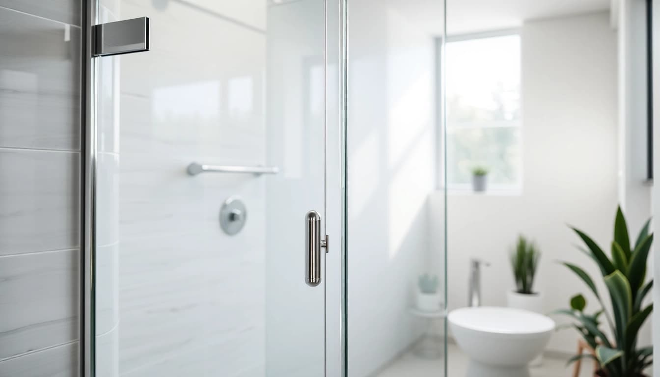 Shop elegant shower doors uk featuring sleek glass design in a modern bathroom.