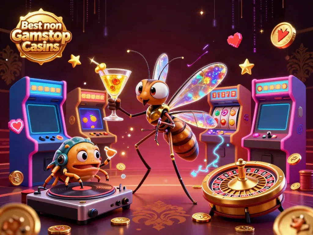 Experience excitement at the Best non Gamstop Casinos with a frozen mosquito mascot and a trilobite DJ.
