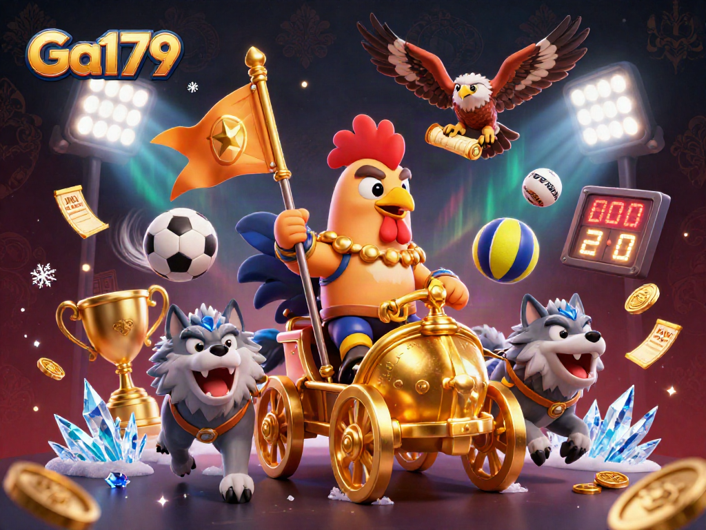 Engage with exciting sports action at Ga179 with a dynamic 3D illustrated casino scene.