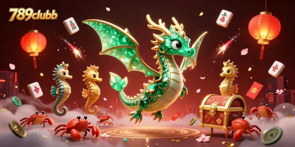 Experience the excitement of 789clubb with a vibrant 3D casino scene filled with treasures and action.