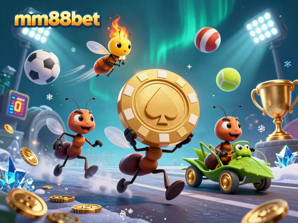 Engage in thrilling bets with mm88bet as cartoon ants pull off a heist with a golden poker chip.