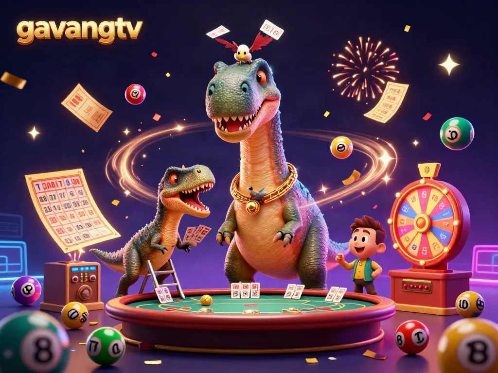 Engage with thrilling gambling excitement at gavangtv, featuring dynamic casino elements and characters in a vibrant scene.