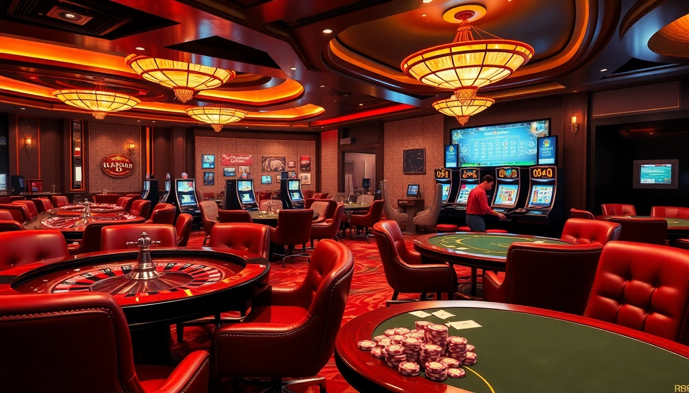 rr88 players enjoying an upscale virtual casino experience at roulette and slot machines