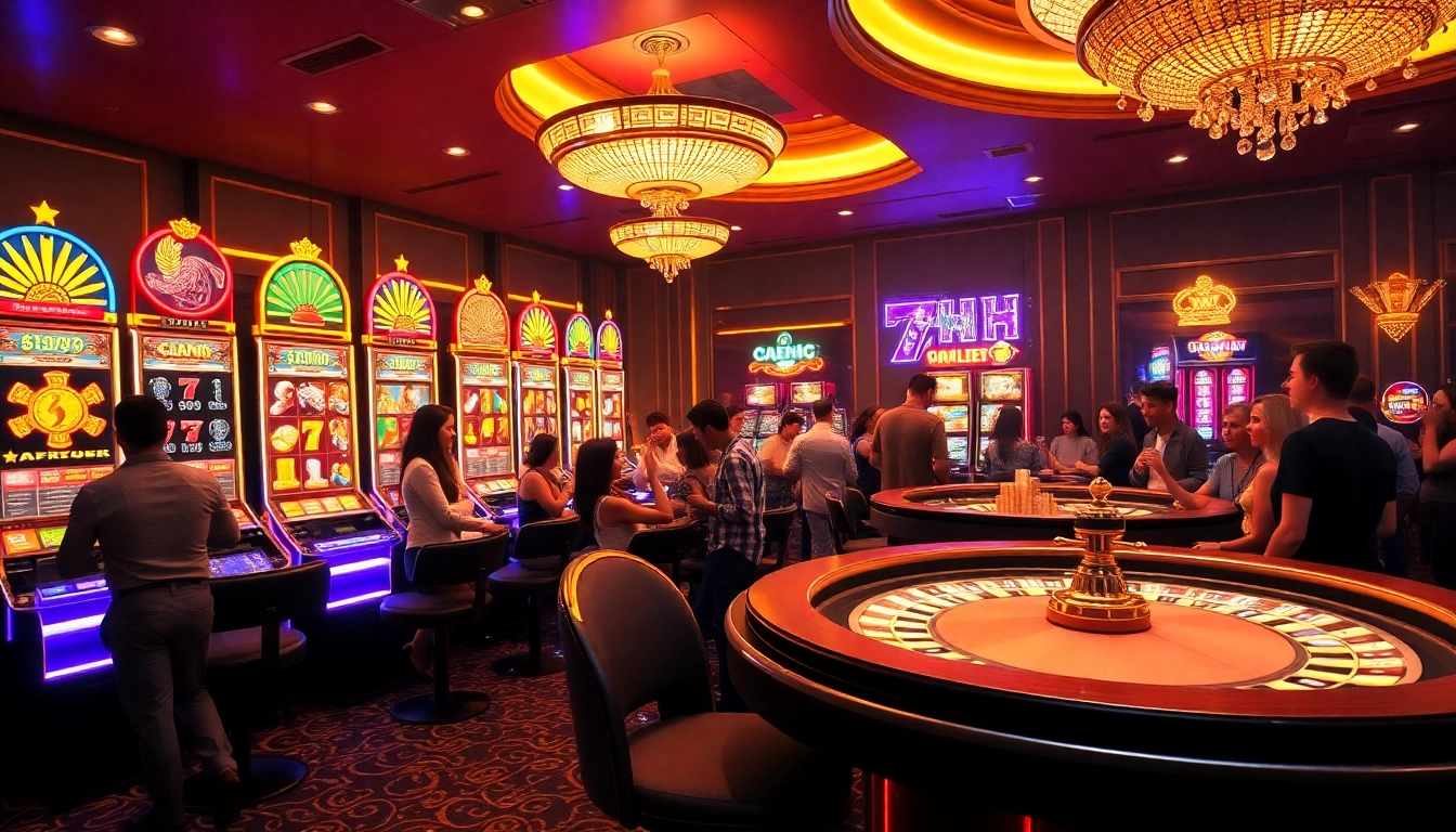 Experience the excitement of 7hh with vibrant slot machines and engaging casino ambiance.