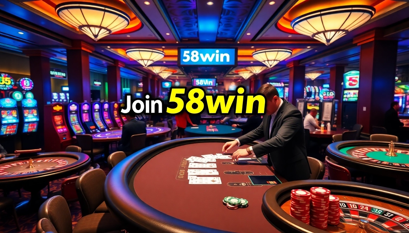 Experience excitement at 58win com with casino games, poker tables, and vibrant slot machines.