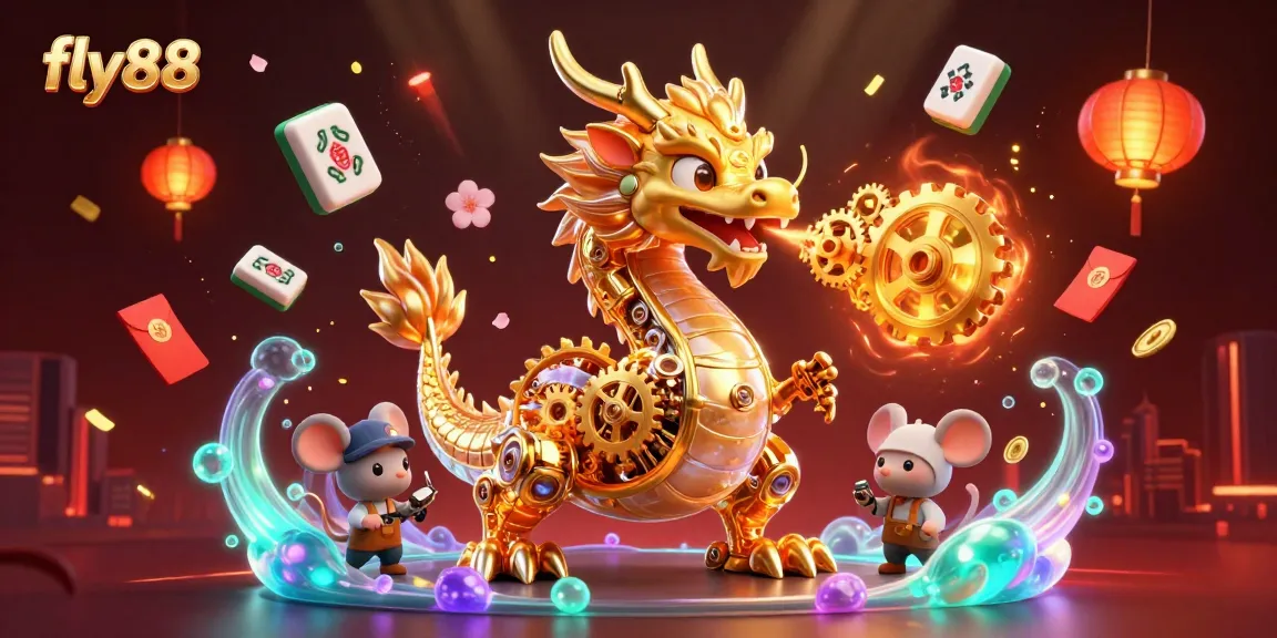 Experience thrilling gameplay at fly88 with an enchanting golden dragon and mesmerizing casino elements.