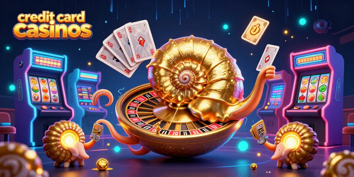 Engage with credit card casinos featuring a giant nautilus and vibrant game elements.