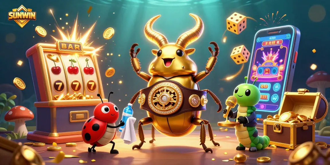 SUNWIN spins the excitement of jackpots with vibrant characters and casino elements in a dynamic 3D illustration.