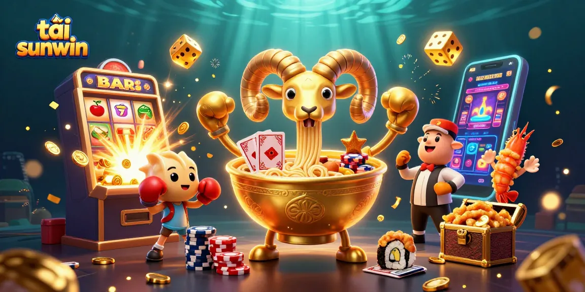 Play and win at tải sunwin in a vibrant 3D casino scene featuring colorful characters and dynamic game elements.